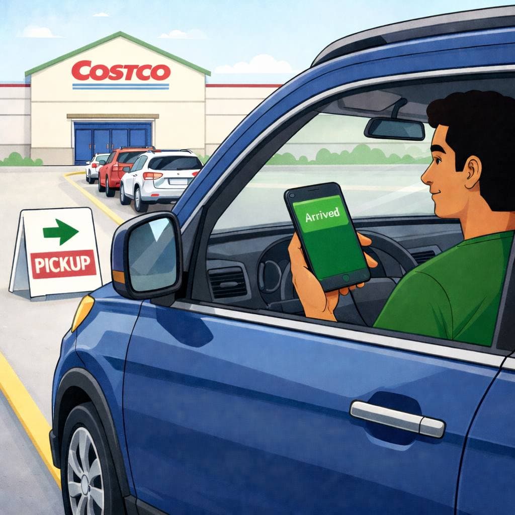 Illustration of a courier picking up items from a retail store