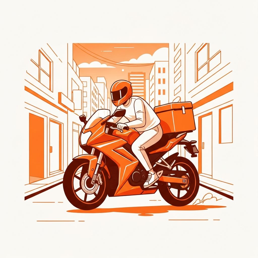 Illustration of a motorcycle for quick city deliveries